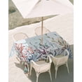 thumbnail image 3 of 60x102 Inch Outdoor Tablecloth with Umbrella Hole Zipper Rectangle Blue Coral Coastal Rectangular Tablecloths Outside Waterproof Ocean Starfish Nautical Botanical Patio Table Cover for Picnic Party, 3 of 8