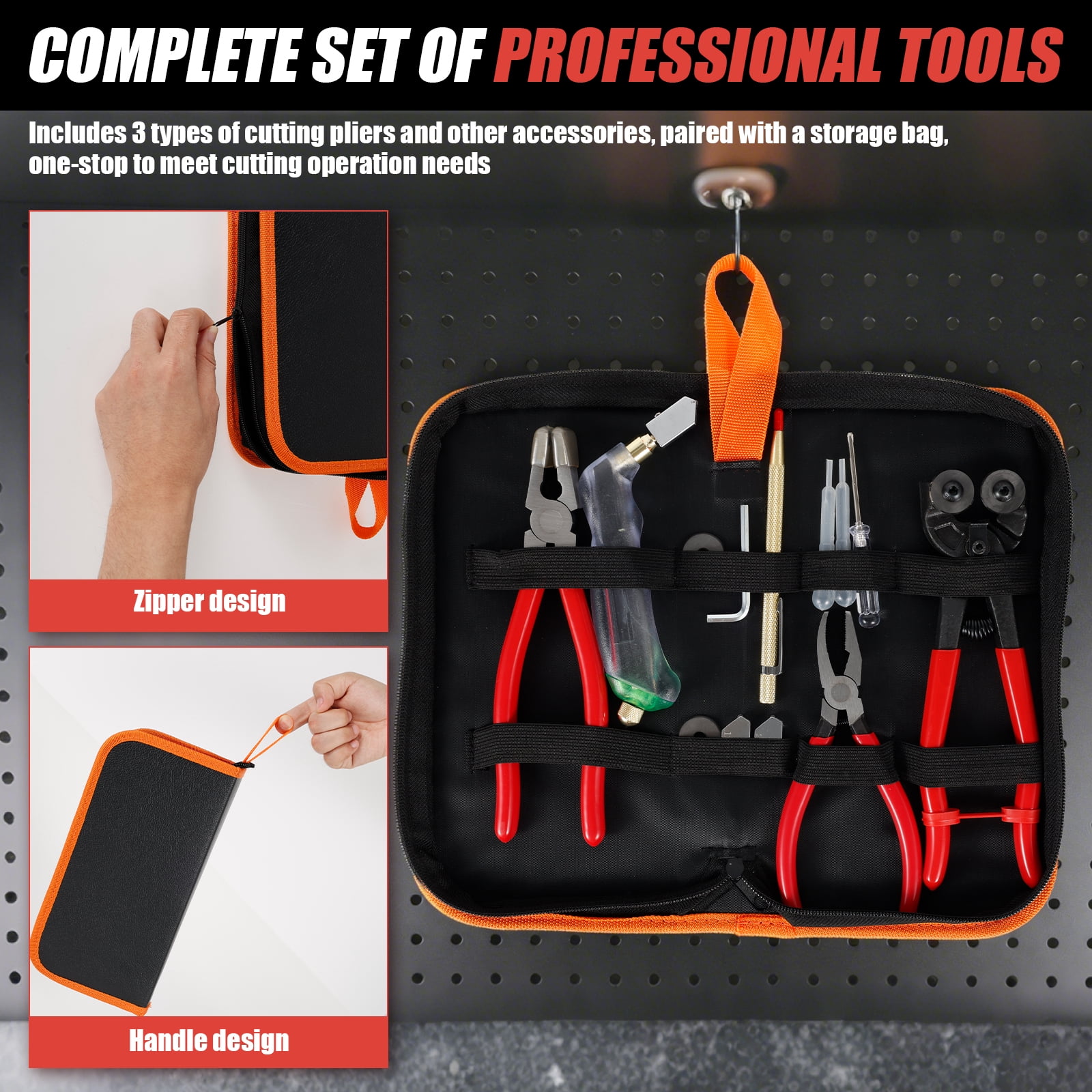 Xdziklosj 3Pcs Glass Running Breaking Pliers and Cutter Tools Kit Breaker Grozer Pliers Heavy Duty Cutting Tool for Glass Mirrors Ceramics Porcelain Tiles