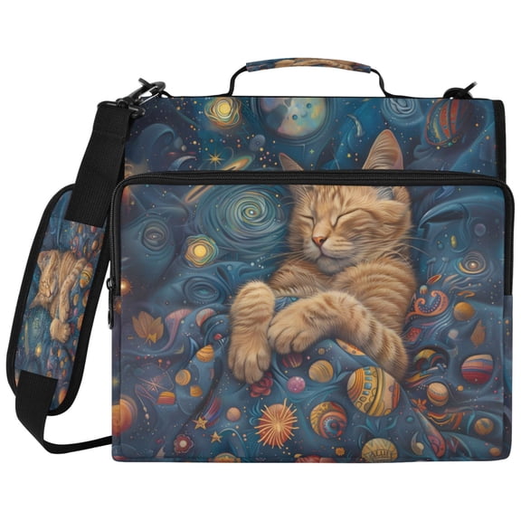 ALAZA Zipper Binder Dreamly Cat Space Pattern 2 inch 3 Ring 500 Sheet Capacity Trapper Keeper File Folder Organizer Bag