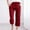 Red, variant on Linen Pants Women Summer Bohemian Plus Size Elastic Loose Straight Wide Leg Capris Fashion Casual High Waisted Solid Color Flowy Pants With Pocket S-5XL on Clearance