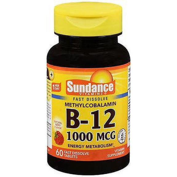 Sundance Fast Dissolve Vitamin B-12 Methylcobalamin, 1000mcg 60ct, 2-Pack
