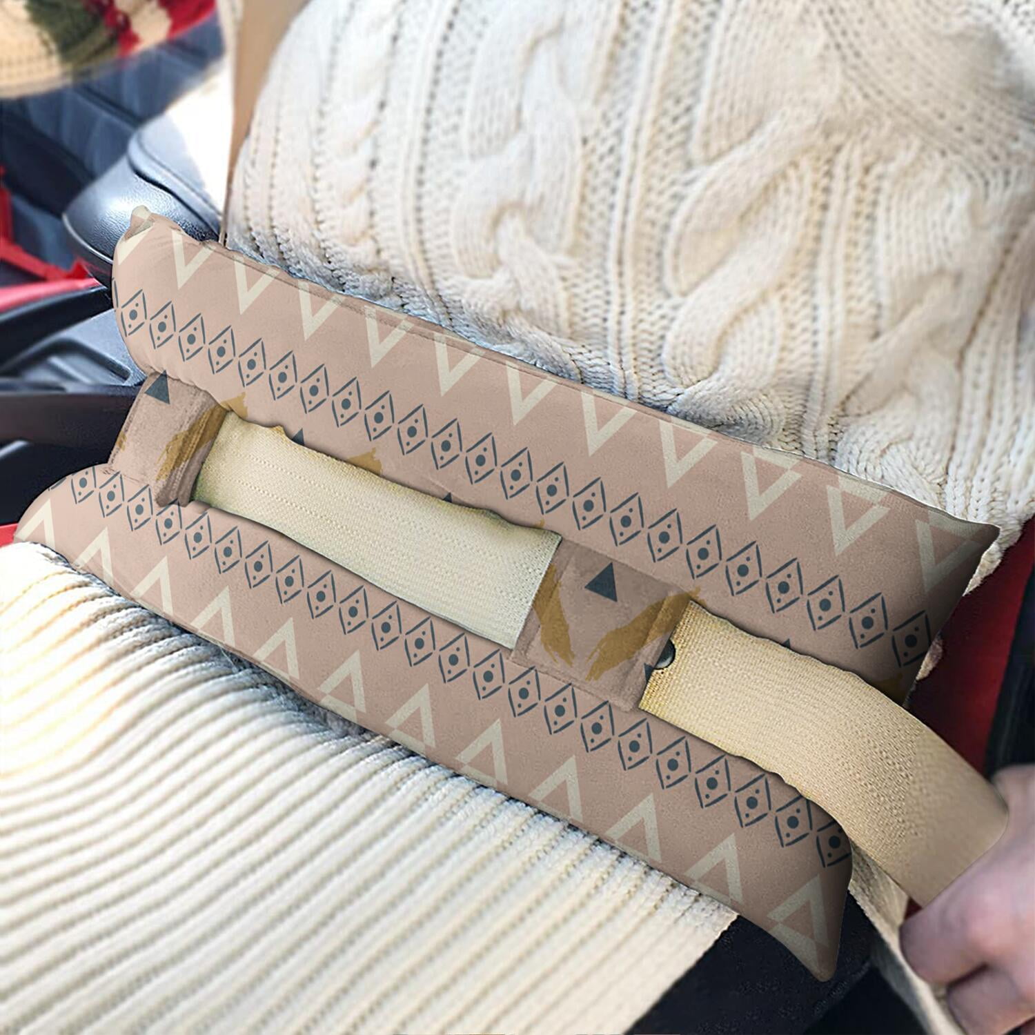 Post-Surgery Seat Belt Pillow Comfortable Mastectomy Cushion for Chemo Port Protection (Abstract Design)
