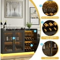 thumbnail image 5 of Wine Bar Cabinet with LED Lights, Floating Coffee Bar with Glass Rack and Removable Wine Racks, Modern Buffet Sideboard with Storage Shelves, Kithchen Bar with Glass Cabinet Doors, 5 of 6