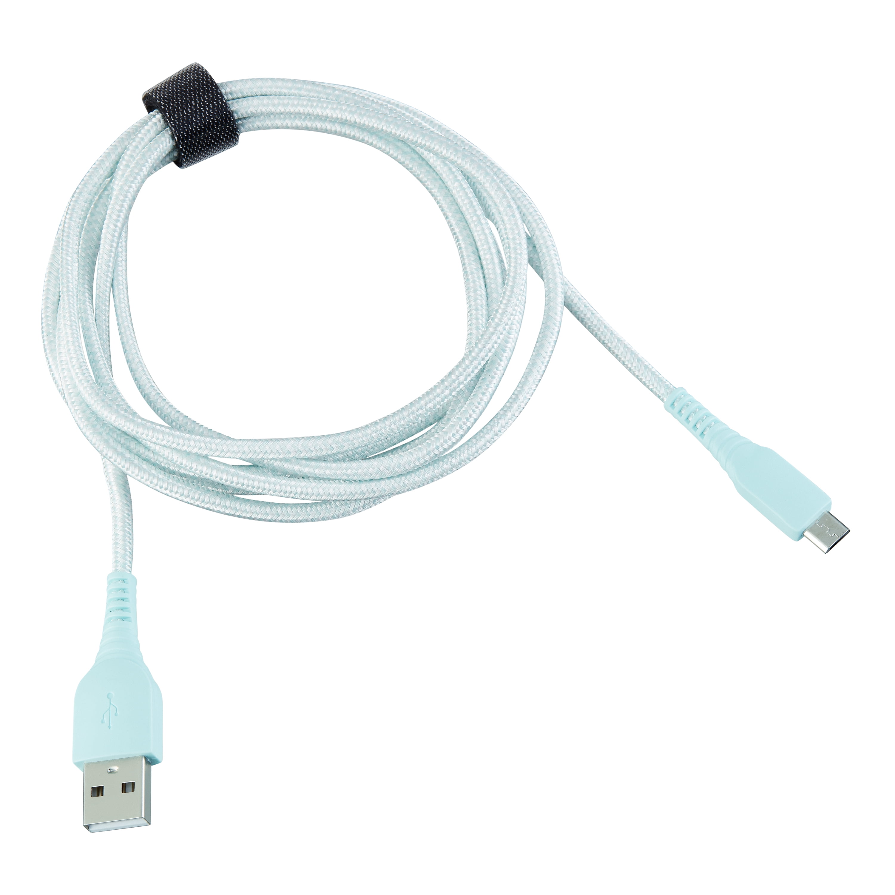 onn. 6' Braided Micro-USB to USB Cable, Aqua