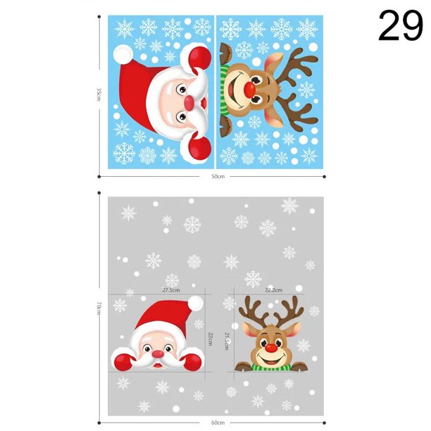 Pegatina de ventana de Navidad, pegatina de vidrio de PVC, calcomanía de pared, adhesivo extraíble para el hogar, puerta, refrigerador, pegatina de Año Nuevo, decoración de Navidad