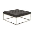 thumbnail image 2 of Decmode Modern 18 X 40 Inch Stainless Steel And Leather Cushioned Coffee Table, 2 of 3