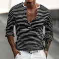 thumbnail image 2 of Tisuna Long Sleeve T-Shirts For Men Stretch Henley Neck Tops Men Striped Tshirts For Everyday Wear Size L, 2 of 8