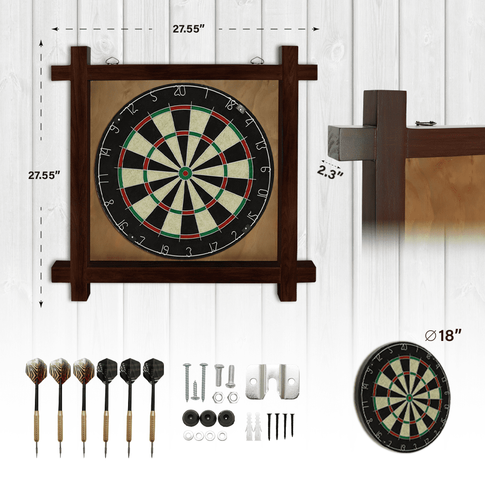 Dart Board Cabinet Set - Steel-Tip Dart Board Adult Game Bar Set for Room Decor, Man Caves, and Backyard Games