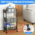thumbnail image 5 of 2In1 Baby Diaper Caddy & 3-Tier Rolling Diaper Cart, Caddy Organizer Cart with Dividers, Mobile Metal Bedside Carts for Baby Essentials, Rolling Carts for Newborn Nursery with Wheels, Large Capacity, 5 of 14