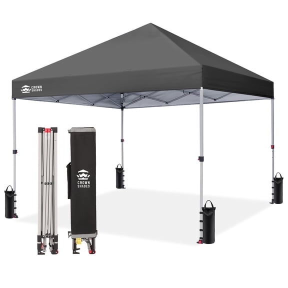 CROWN SHADES 8x8 Pop Up Canopy with One Push Setup Easy Outdoor Sun Shade for Events Parties Camping Gray