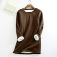 thumbnail image 6 of idosla Women Warm Sherpa Lined Fleece Crewneck Sport Sweatshirt Pullover Loungewear (Coffee, XXL), 6 of 8
