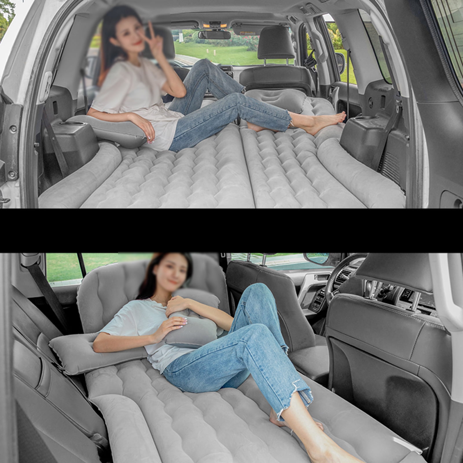 Brrnoo Car Air Mattress Vehicle Inflatable Thickened Travel Bed Sleeping Pad Camping Accessory