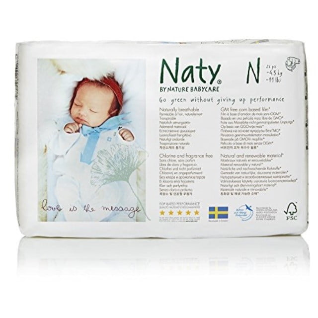 Naty by Nature Babycare EcoFriendly Diapers, Size Newborn, 104 Diapers