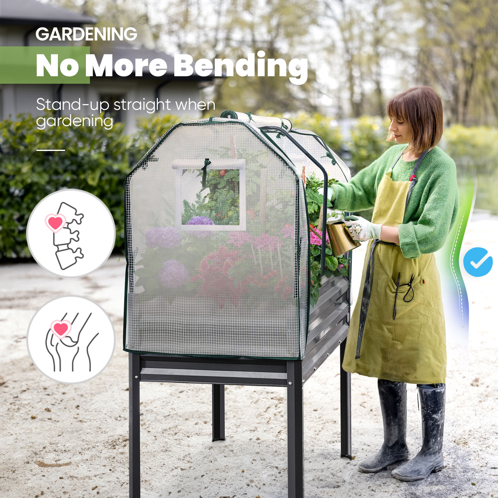 King Bird 47x24x56 Raised Garden Bed with Greenhouse Cover photo 3