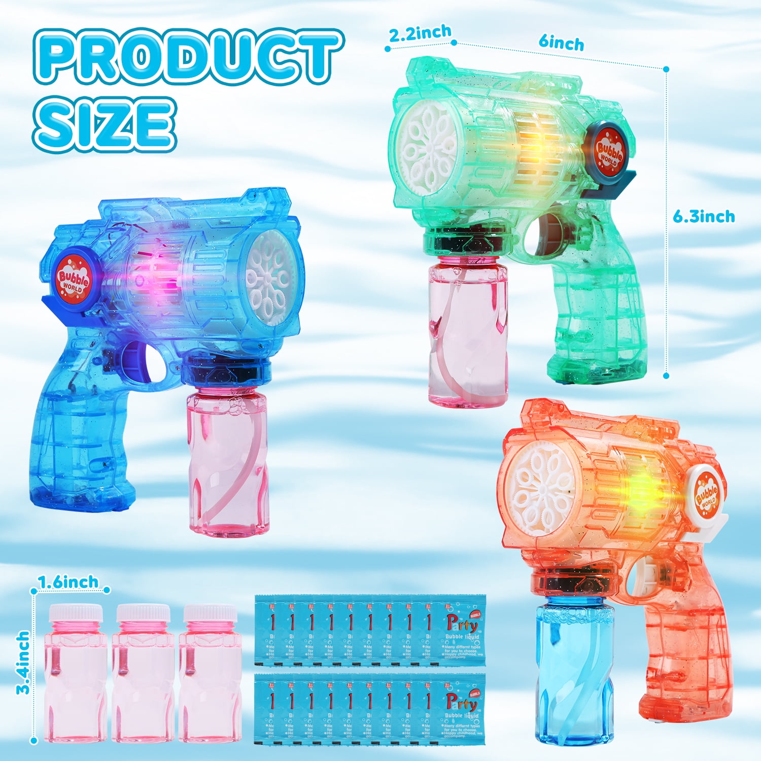 JoyStone 3 Pack Bubble Machine for Kids, Automatic Light Up Bubble Blower with 3 Bottles 20 Bags Refill Solution, Bubble Blaster Bubble Toys for Boys & Girls