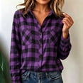 thumbnail image 6 of Cmtiyu Plaid Shirts for Women, Baggy Long Sleeve Down Collar Button Flannel Shirts, Casual Womens Tops with Pockets, S-2XL, 6 of 8