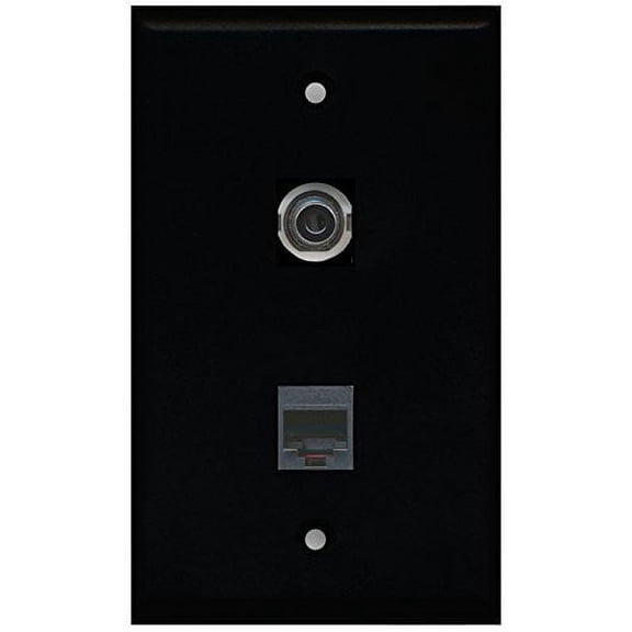 RiteAV - Black 1 Port Phone Black 1 Port 3.5mm Wall Plate