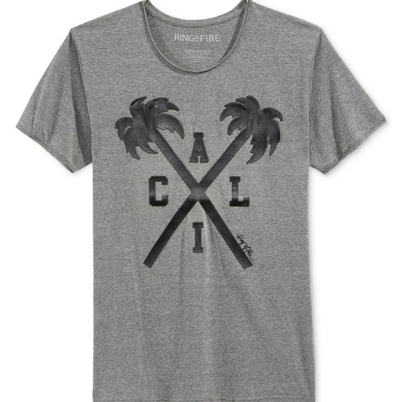 Ring Of Fire Mens Cali Palms Graphic T-Shirt, Grey, XX-Large