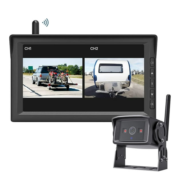 AUTOVOX W10 RV Wireless Backup Camera with 7'' Split Screen Monitor, Infrared Night Vision Rear