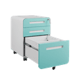 thumbnail image 6 of 3 Drawer Metal File Cabinet with Locking Wheels, Anti-Tilt Design for A4/Legal/Letter Files, Mobile Lockable Storage for Home Office in White+Green, 6 of 9