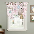 thumbnail image 2 of Pink Easter Bunny Tie Up Curtains 45 Inches Long, Kitchen Window Curtains Over Sink, Spring Easter Eggs Floral Buffalo Plaid Small Window Curtains Shade Balloon Curtains Valances for Bedroom 34"x45", 2 of 8