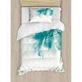 thumbnail image 3 of Abstract Queen Size Duvet Cover Set, Big Single Beautiful Abstract Blue Shades Ombre Flowers Artwork, Decorative 3 Piece Bedding Set with 2 Pillow Shams, White Pale Blue and Blue, by Ambesonne, 3 of 3