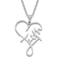thumbnail image 1 of Stainless Steel Heart Shaped Word Faith Cross Religious Pendant Necklace, 1 of 3