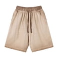 thumbnail image 4 of Work Shorts Men Male Heavyweight Distressed Shorts Washed 2 Tone Gradient Loose Oversize Athletic Shorts Khaki M, 4 of 4