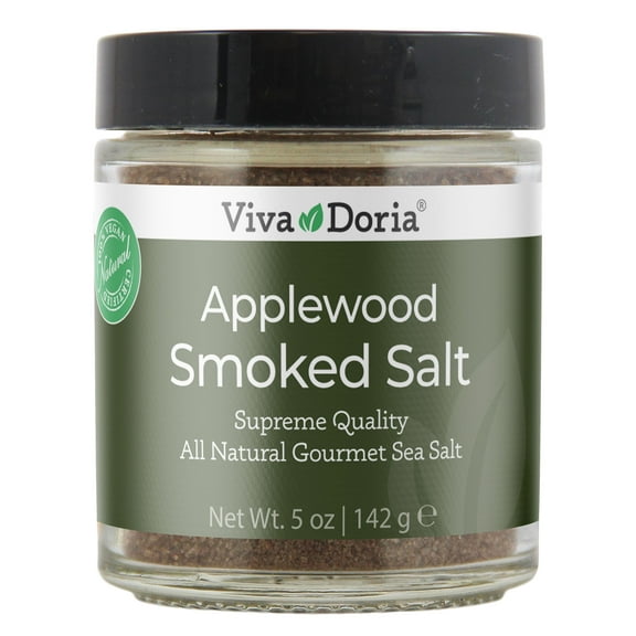 Viva Doria Applewood Smoked Sea Salt - Fine Grain, 5 oz Glass Jar