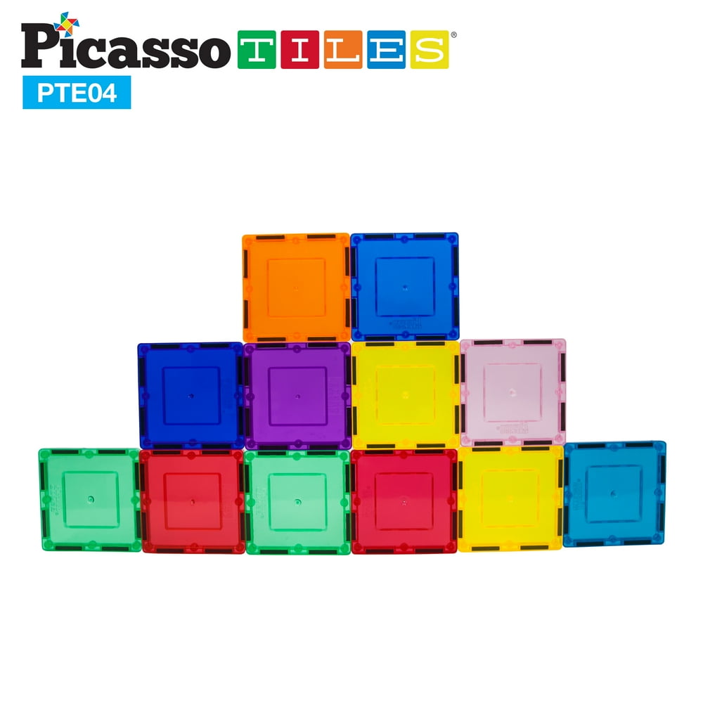 PicassoTiles 12 Piece Building Block Set Square Shape