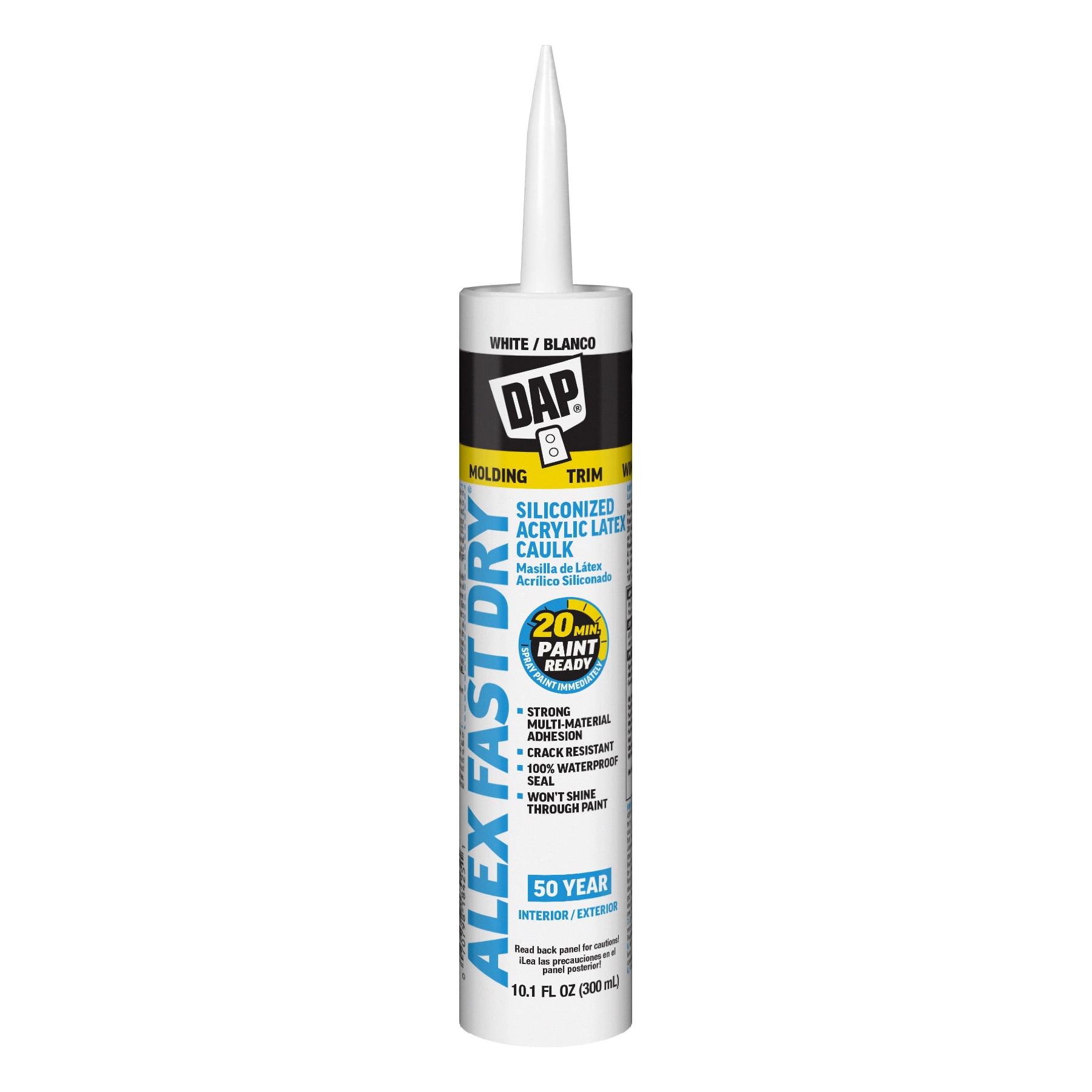 (8 pack) DAP Alex Fast Dry 10.1 oz White Acrylic Latex Silicone Caulk