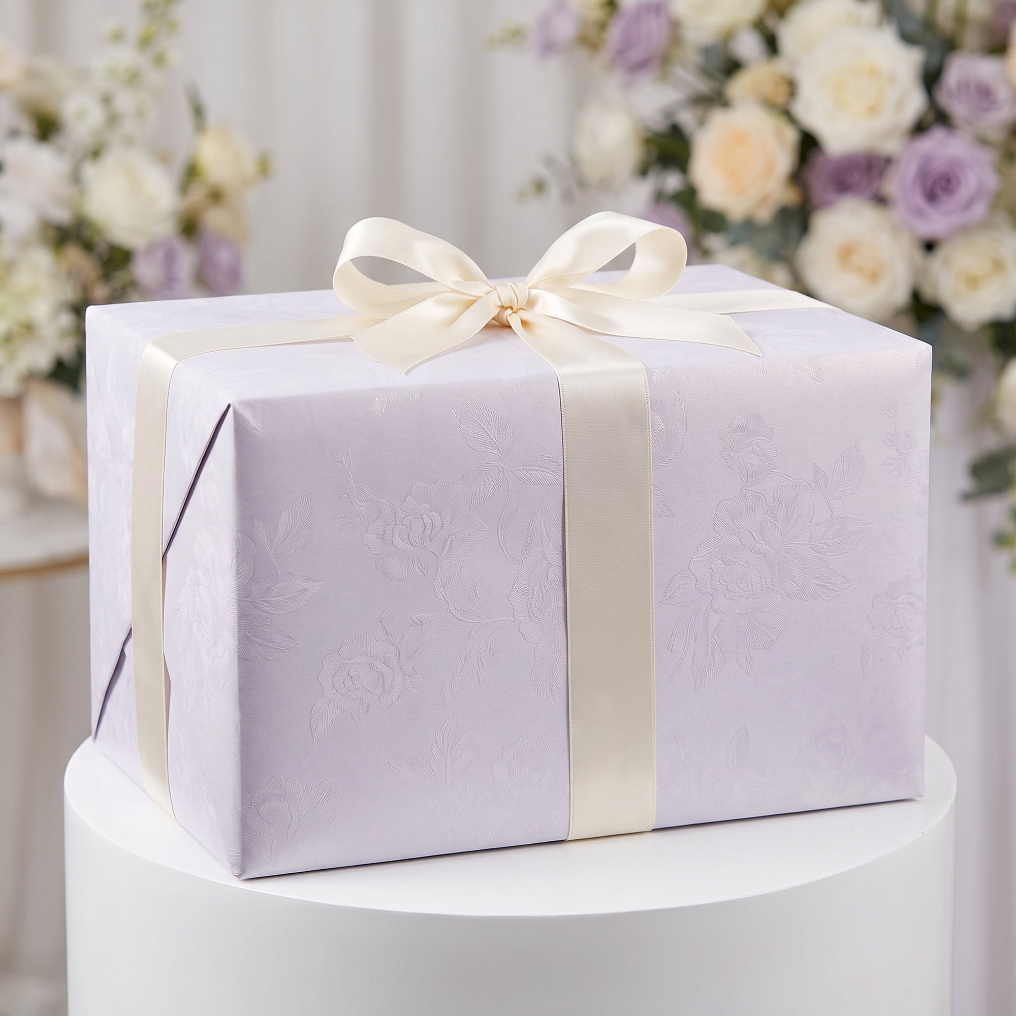 Unique Bargains Luxury Matte Gift Wrapping Paper with Rose Pattern White 27.6" x 19.7"