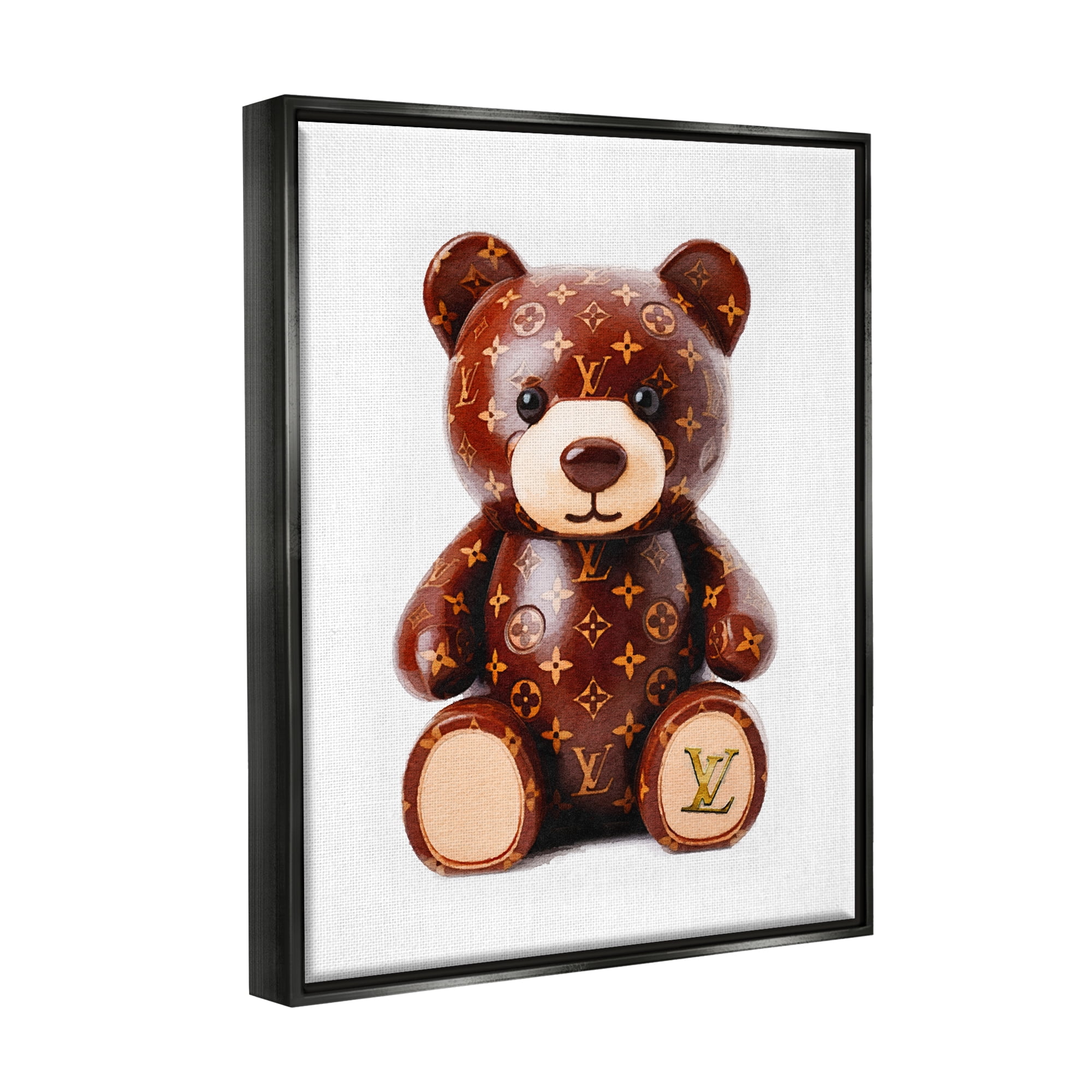 Stupell Industries Fashion Patterned Bear Beauty & Fashion Painting Black Floater Framed Canvas Art Print Wall Art, 25 x 31