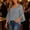 Gray, variant on V-Neck Blouse for Women, Glitter Split Flared 3/4 Slit Sleeve Mesh Top Casual Evening Party Shirt for Dating Party S‑3XL