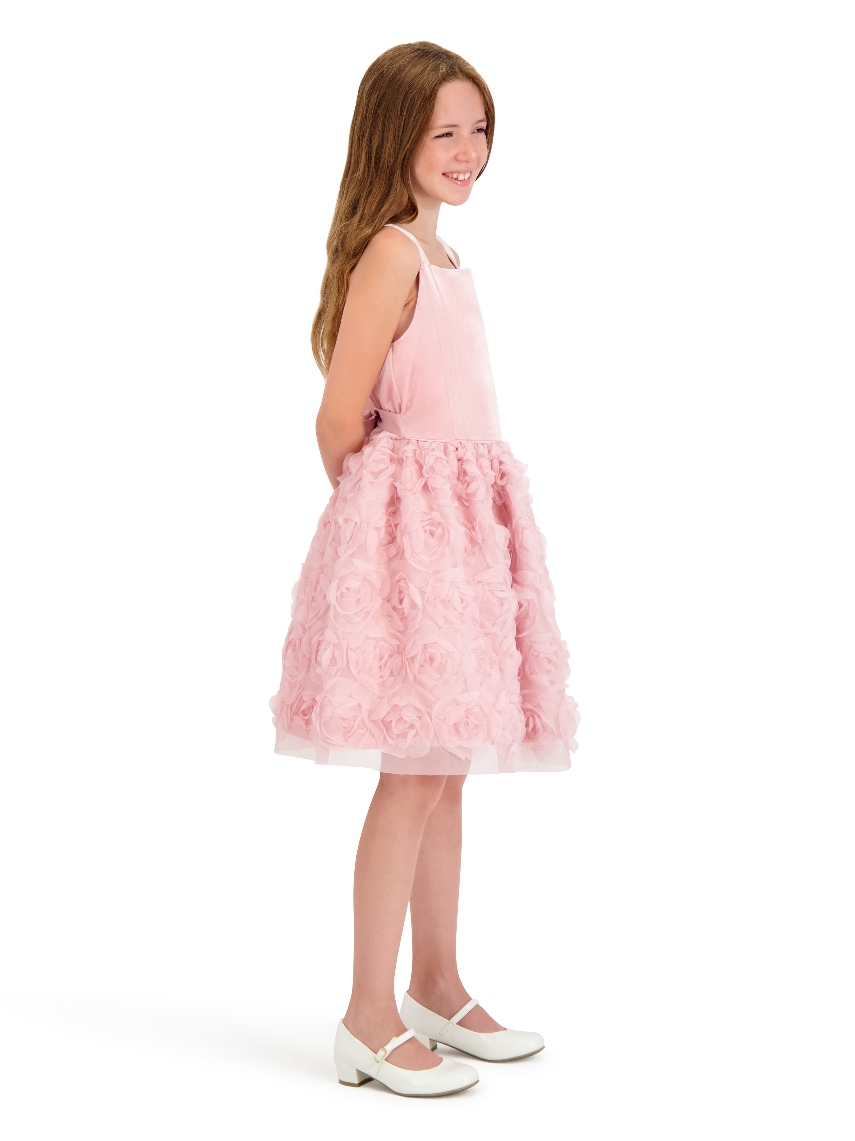 Kensie Girl Velvet Glitter Rosette Tank Dress, Sizes 4-16