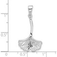 thumbnail image 4 of Sterling Silver Rhod-Plated Polished Grooved Ginkgo Leaf Pendant (Width 16.5) (Length 32.85) - Jbsp, 4 of 5