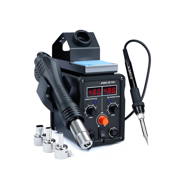 8586D 780W 2-in-1 Rework Station, Fast Heating Solder Iron & Hot Air