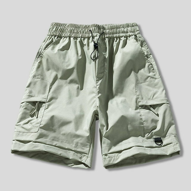 pstuiky Pantalones cortos deportivos para hombre, Pantalones cortos de trabajo para hombre, informales, de color liso, con cintura elástica y bolsillos con cremallera