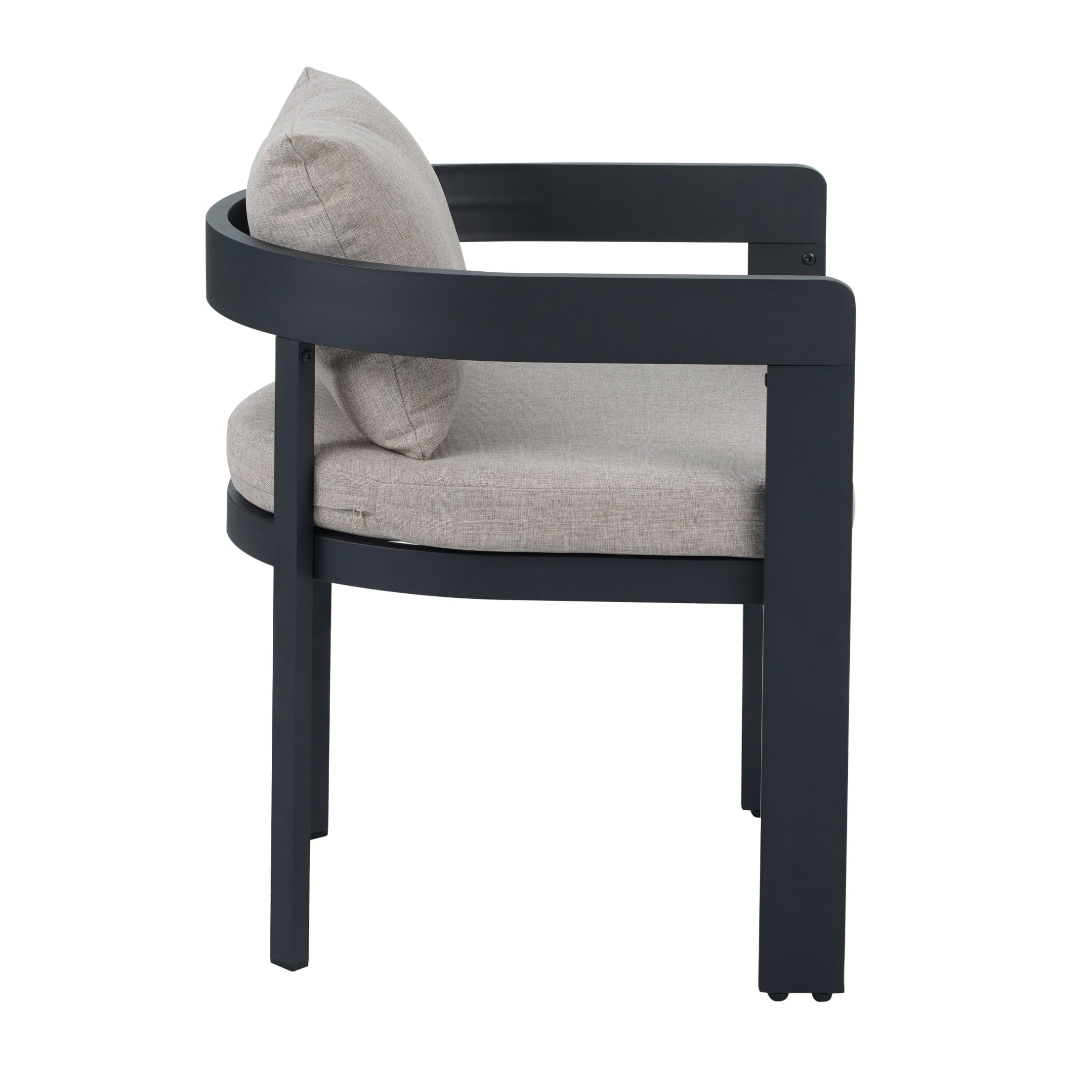 Calistae Outdoor Patio Dining Chairs, Aluminum, Beige + Black, Set of 2