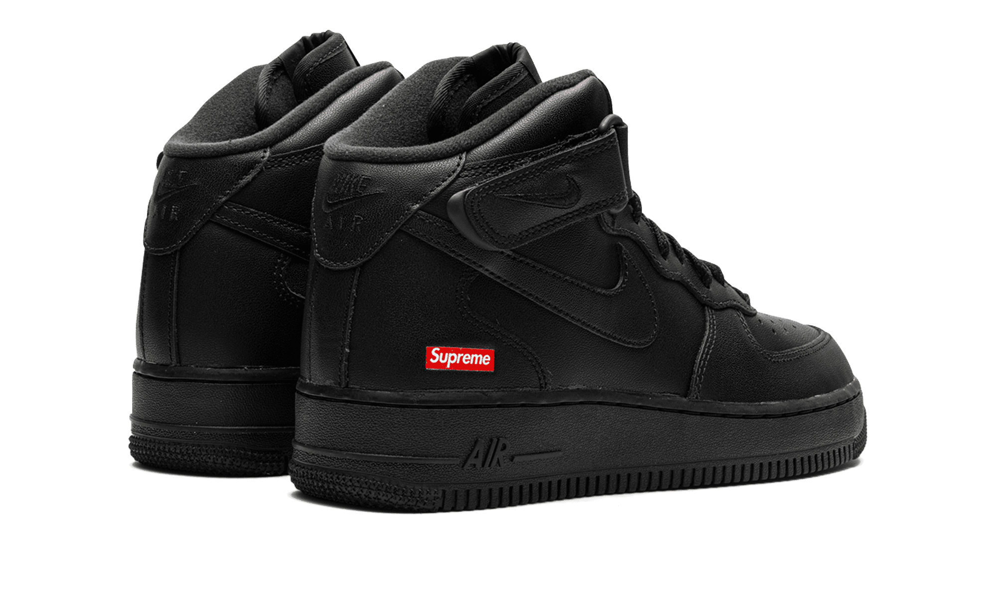 NIKE MENS Air Force 1 Mid "Supreme - Mini Box Logo Black" FZ8784 001 from Stadium Goods