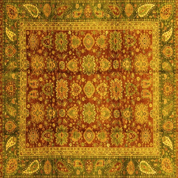 Ahgly Company Indoor Square Abstract Yellow Modern Area Rugs, 4' Square