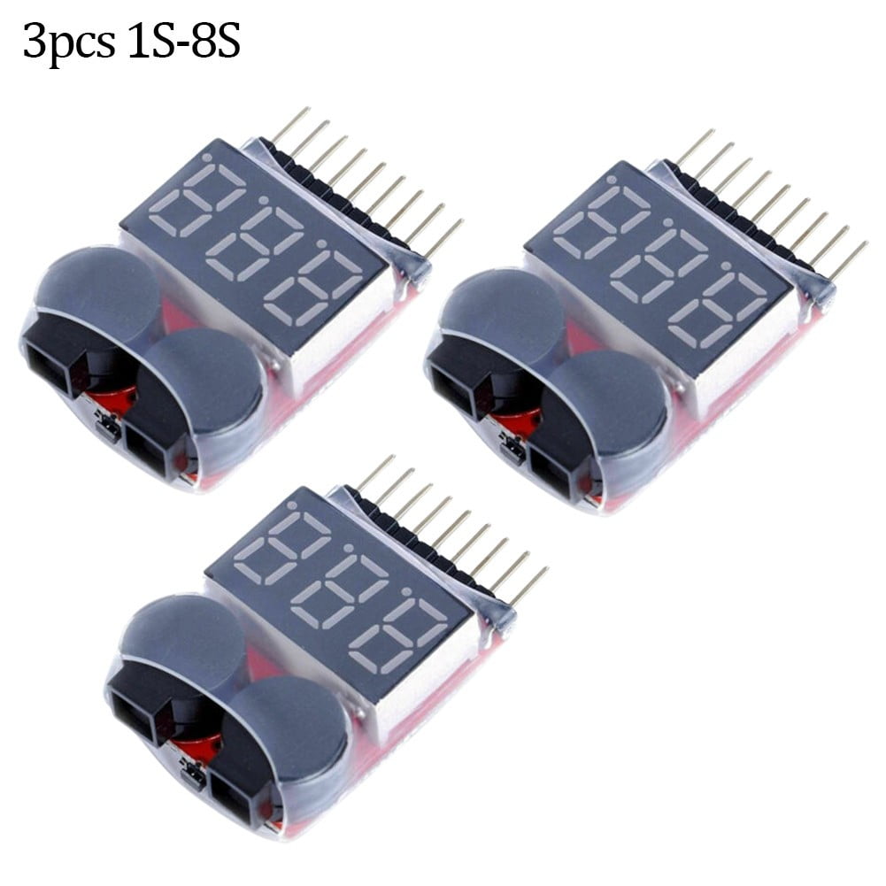 3pcs RC Lipo Battery Low Voltage Alarm 1S-8S Buzzer Indicator Checker Tester LED