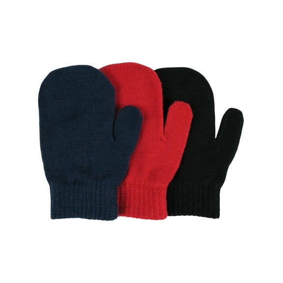 N'Ice Caps Little Kids Magic Stretch Mittens 3 Pair Pack Assortment - Toddlers Baby Winter Male