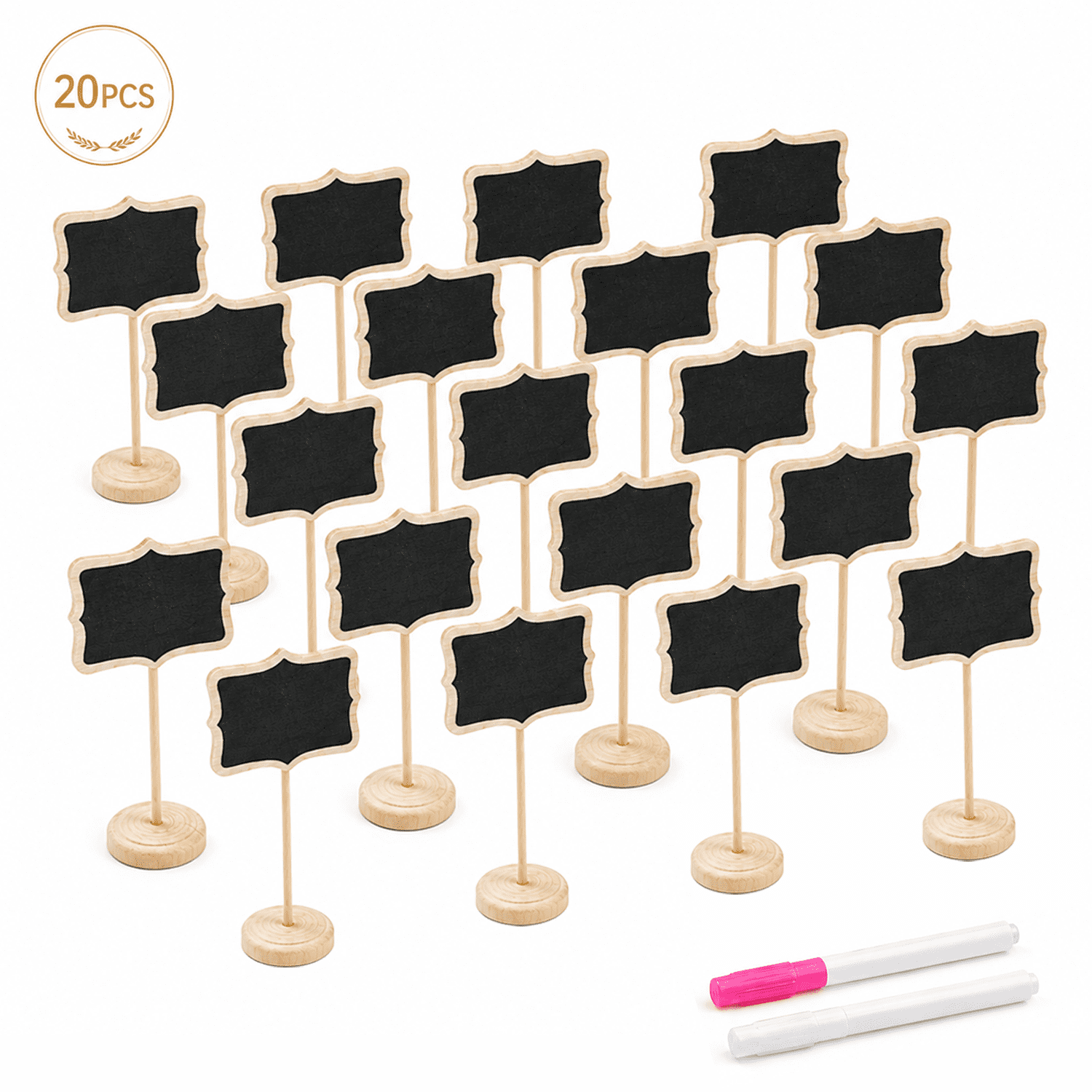 WLGJL 20PCS Wood Mini Chalkboard Sign, Food Labels for Party Buffet, Blackboard for Message Board Signs, Weddings Place Cards, Birthday Party