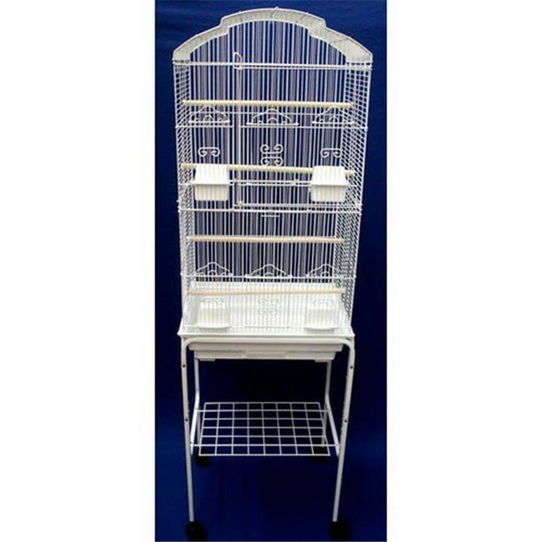 68044814WHT Shall Top Small Bird Cage with Stand in White
