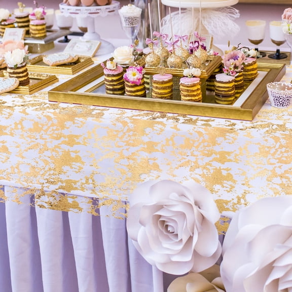 UPOUART Luxurious Plated Gold Metallic Table Runner for Dinner Party and Event Centerpiece