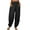 Black, variant on Elastic Solid Women Pockets Long Pants Waist Casual Loose Trousers Pants Pants
