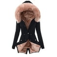 thumbnail image 1 of WREESH Ladies Lining Coat Womens Winter Warm Thick Long Jacket Hooded Overcoat, 1 of 2