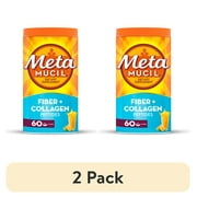 (2 pack) Metamucil Fiber Supplement with Collagen, Fiber Powder, Sugar Free Orange, 60 Servings