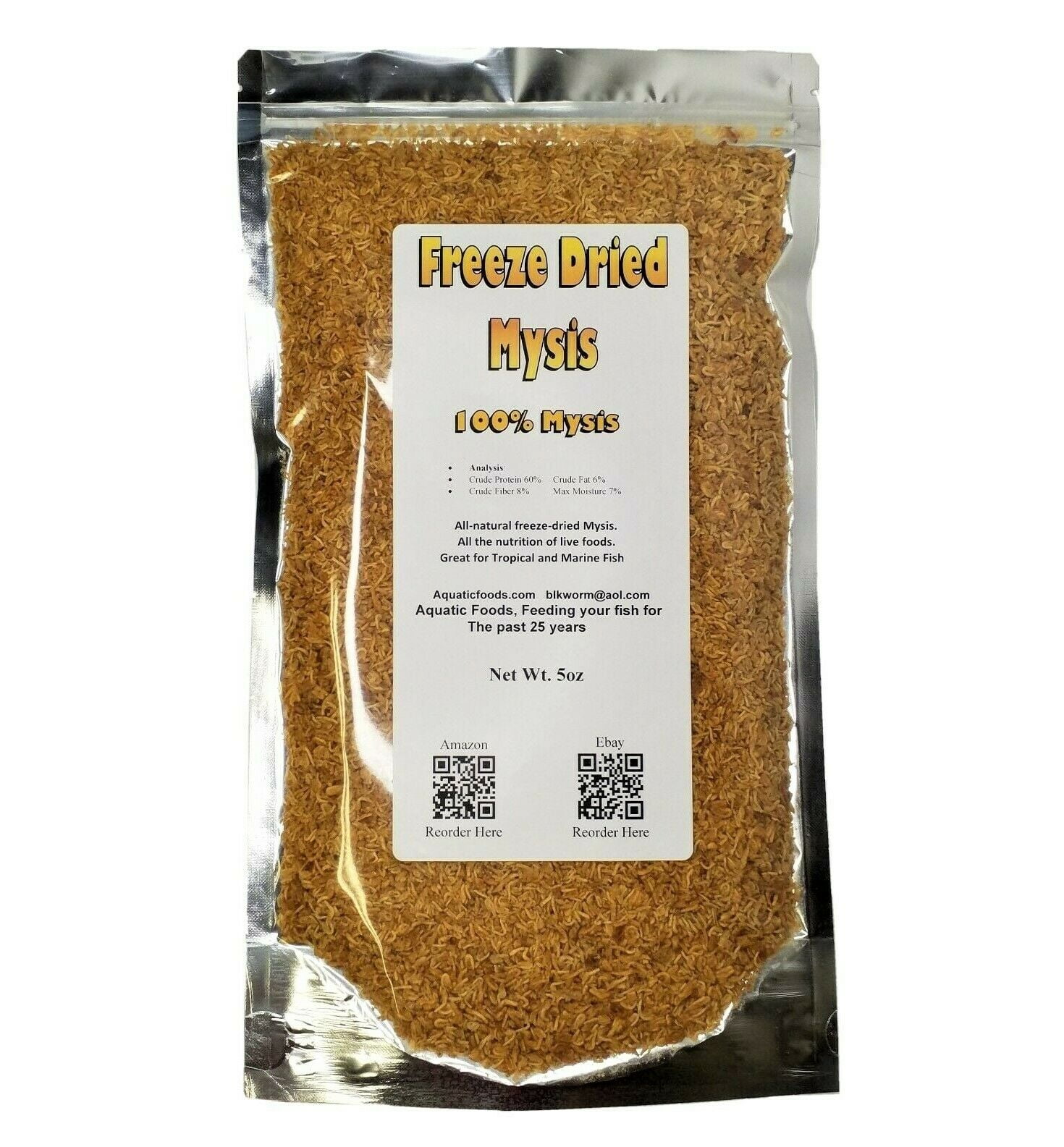 5oz. Mysis Shrimp, Freeze Dried Mysis Shrimp & Bits for All Tropicals